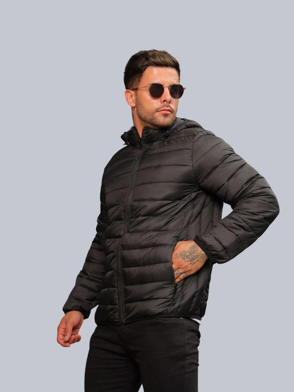 Jaqueta Puffer Bobojaco Nylon Impermeável com Bolso e Capuz Removível