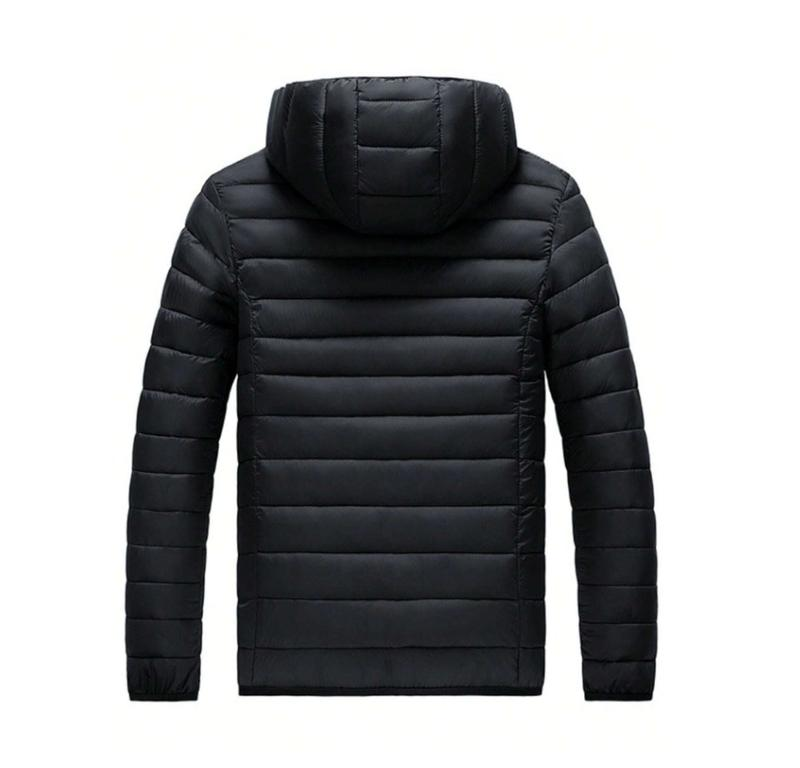 Jaqueta Puffer Bobojaco Nylon Impermeável com Bolso e Capuz Removível — Bolso interno seguro