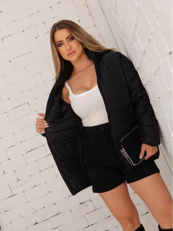 Jaqueta Puffer Bobojaco Nylon Impermeável com Bolso e Capuz Removível - Imagem 7